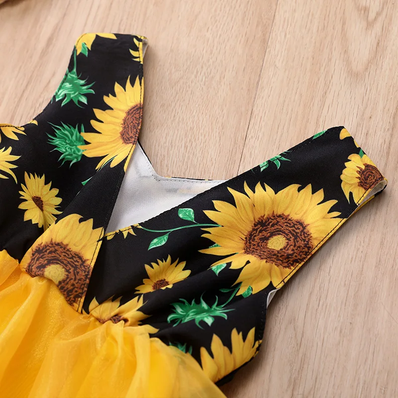 Боди для маленьких девочек боди с подсолнухами и юбкой пачкой открытой спиной