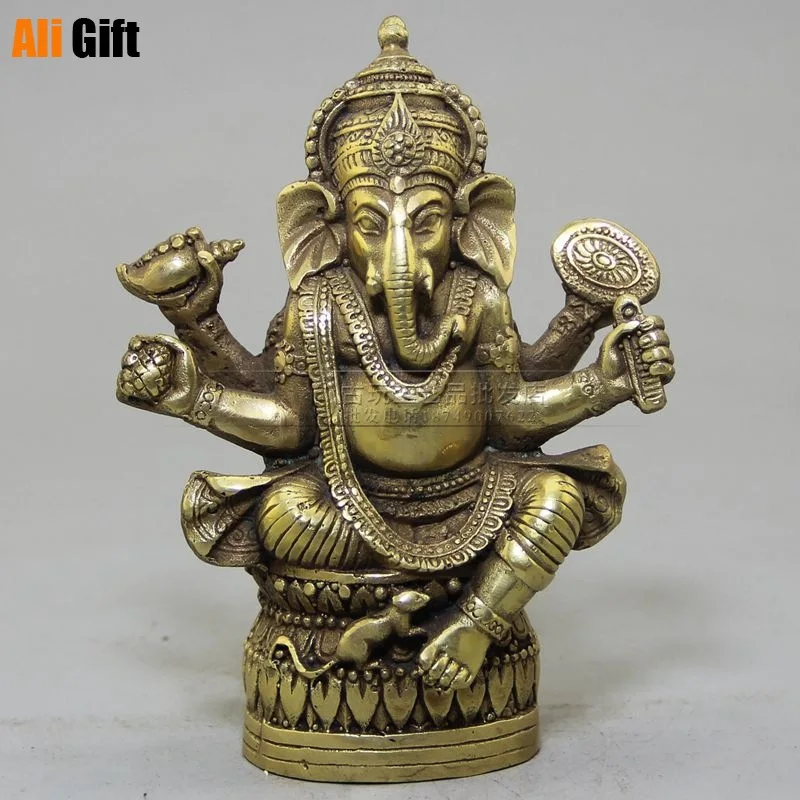 

Copper Statue Tibetan Buddhism Brass Ganesha Ganapati Ganesh Lord God Elephant Buddha Statue