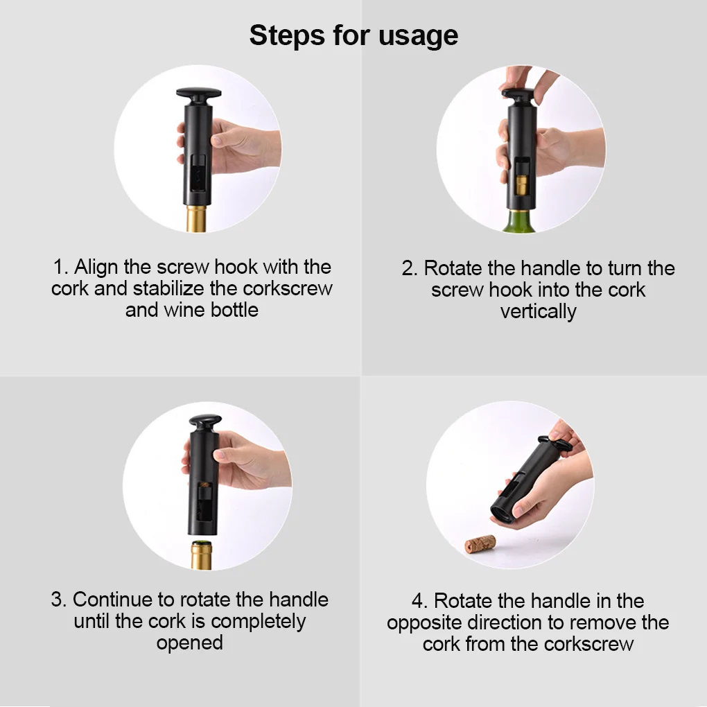 Ручной штопор для вина самонатягивающийся ручной вращающийся пластиковый