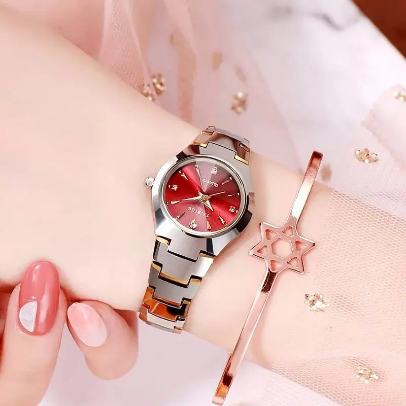 Элегантные женские часы из вольфрамовой стали небольшие дамские с бриллиантами