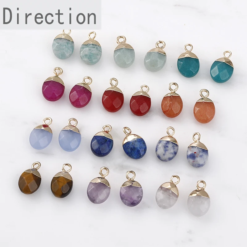 

Natural Stone Oval small drop DIY handmade earrings necklace bracelet pendant accessories materials