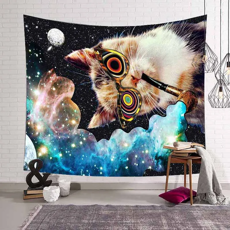 

Lannidaa Cat Tapestry Wall Hanging Decor Hippie Tapestry Mandala Printed Wall Cloth Tapestries MantaCurtain Psychedelic Tapestry