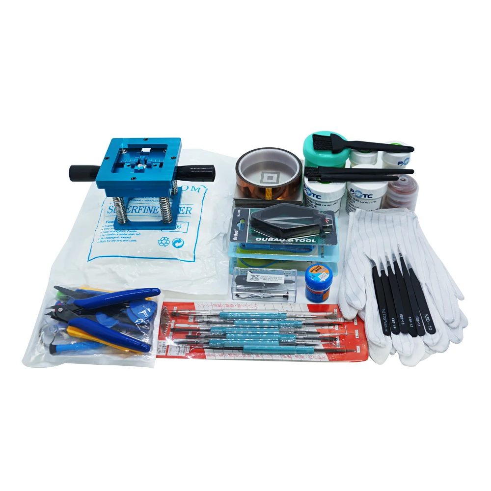 

Blue 90MM Reballing Directly Heat Stencils Tin Balls Station Desolder Remover Belt Steel Mesh 341PCS BGA Reball Kit For Repair