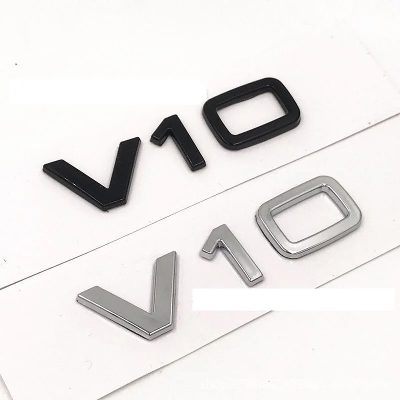 

Car Chrome Silver Decal Black Emblem Sticker V10 V6T V8T Letter Badge