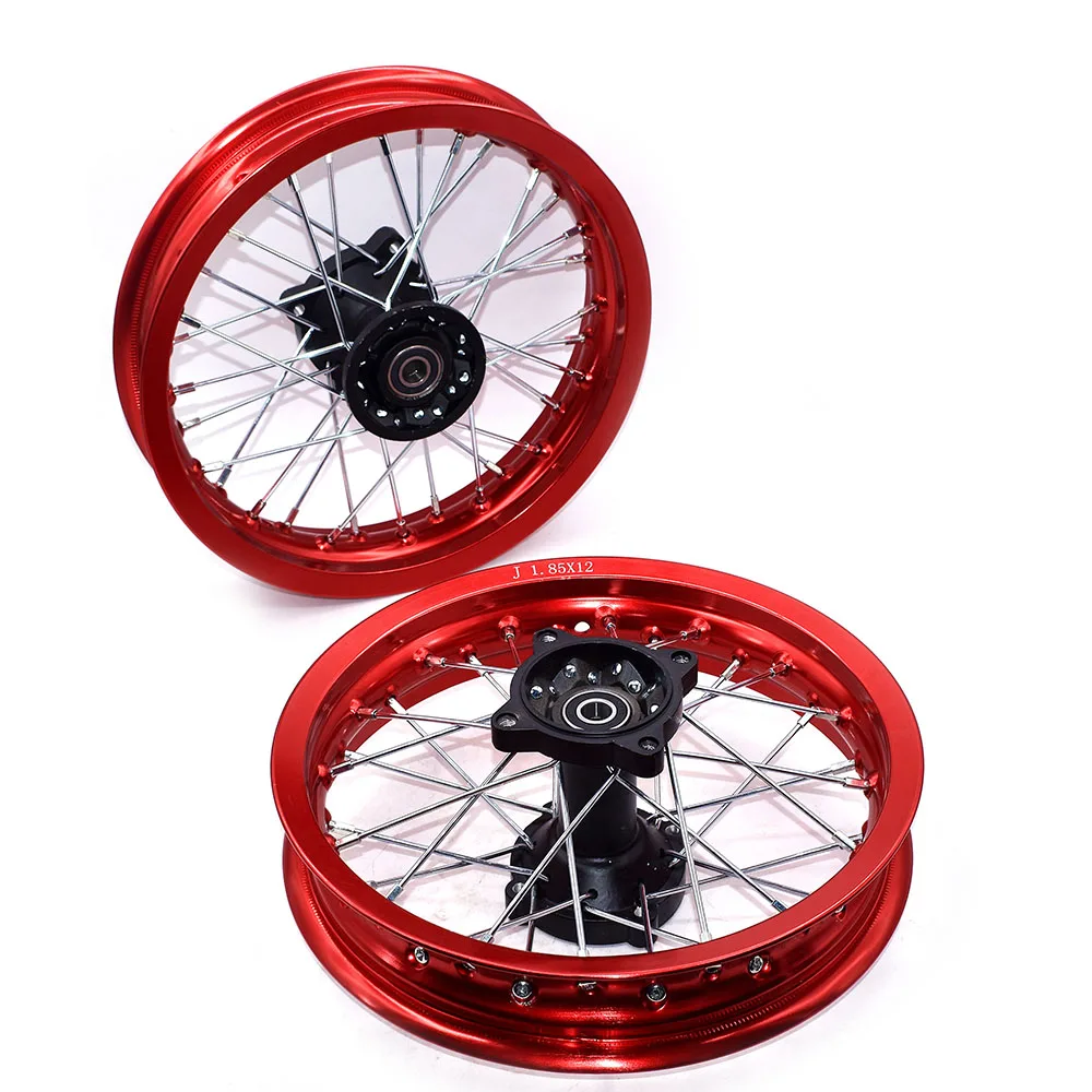 

1.85x12 inch Front 1.85-12 inch Rear Rims Aluminum Alloy Wheel Rims Black Hub For KLX CRF Kayo BSE Dirt Pit Bike Motorcycle