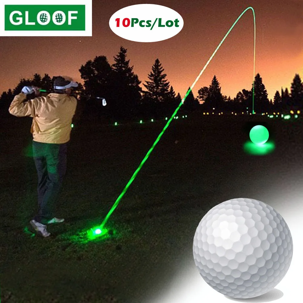 10Pcs/Lot Night Golf Balls Luminous Light Up Golf Balls Bright Night Glow Reusable Night Golf Ball