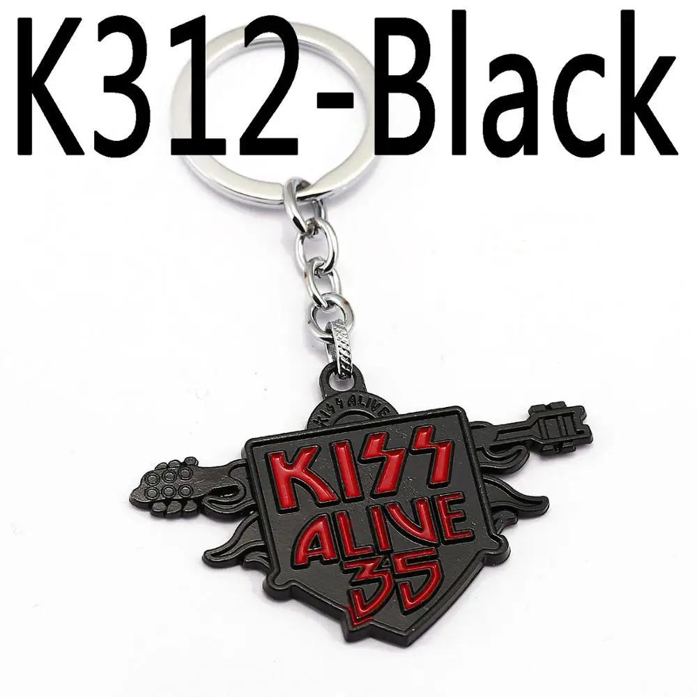 BLACK 4 цвета классический американский рок-группа marks Kiss Alive 35 Буквенный логотип брелок держатель подвеска чавейру ювелирные изделия для фанатов - Цвет: BLACK