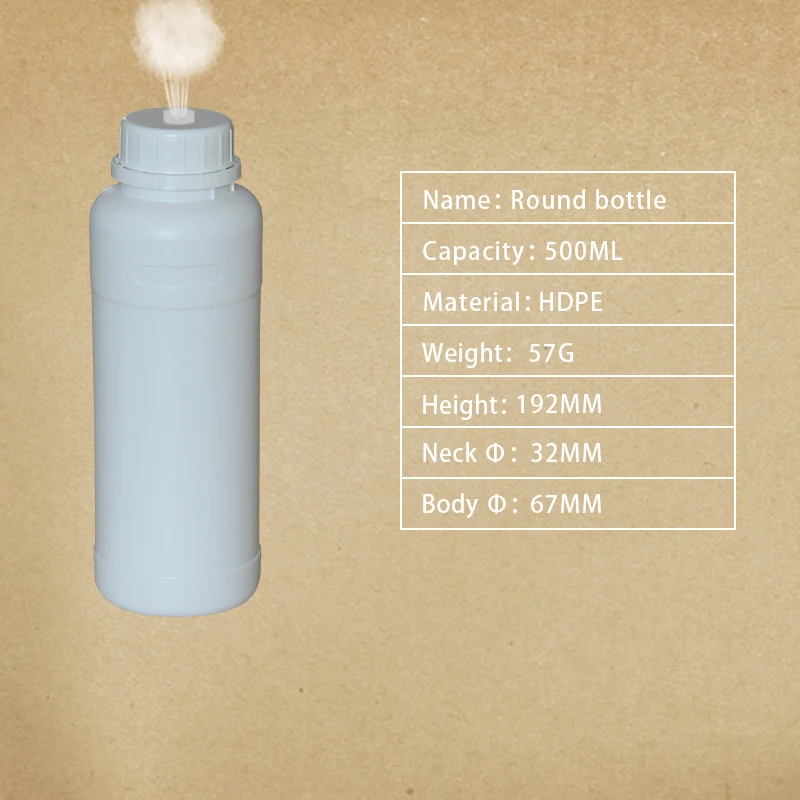 500ML white HDPE пластиковые бутылки с трамбовкой, дышащие крышки, контейнер для жидкого удобрения, герметичные многоразовые бутылки - Цвет: 500ML white
