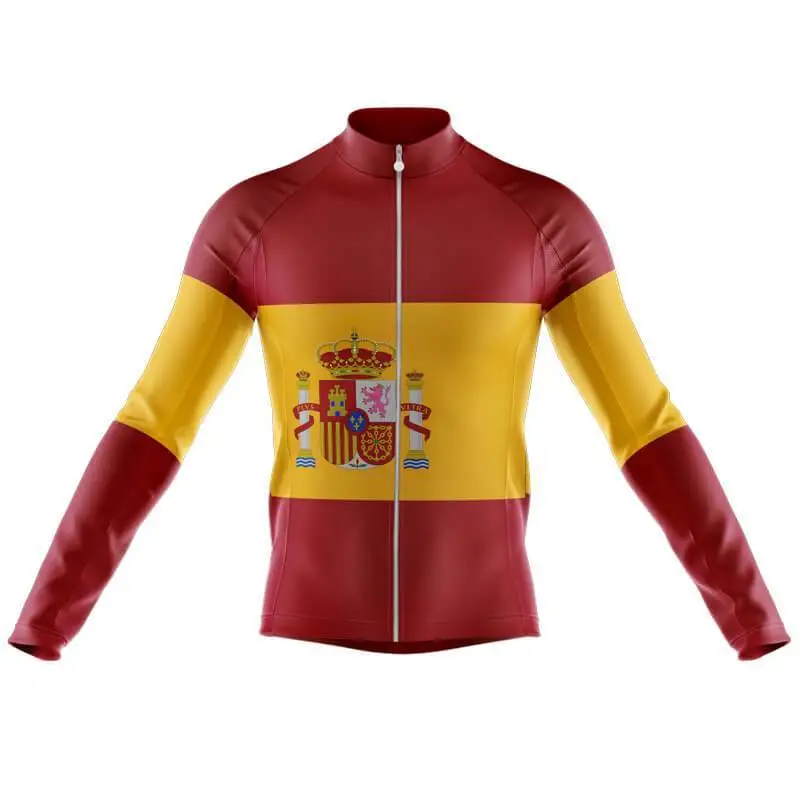 

Spain National Flag Red Long Sleeve Unisex Long Sleeve Cycling Jersey MTB Road Bike Quick Dry Moisture Wicking Cycling Sports