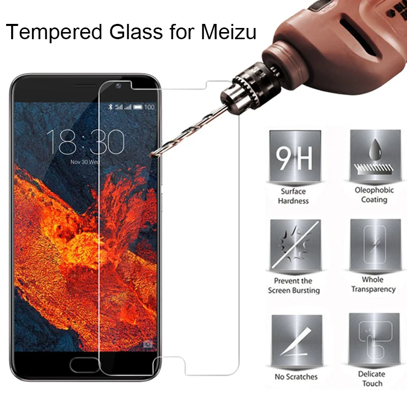 Закаленное стекло для Meizu Pro 6S 6 Plus MX2 MX3 7 MX4 MX5 9H HD 5|Защитные стёкла и плёнки