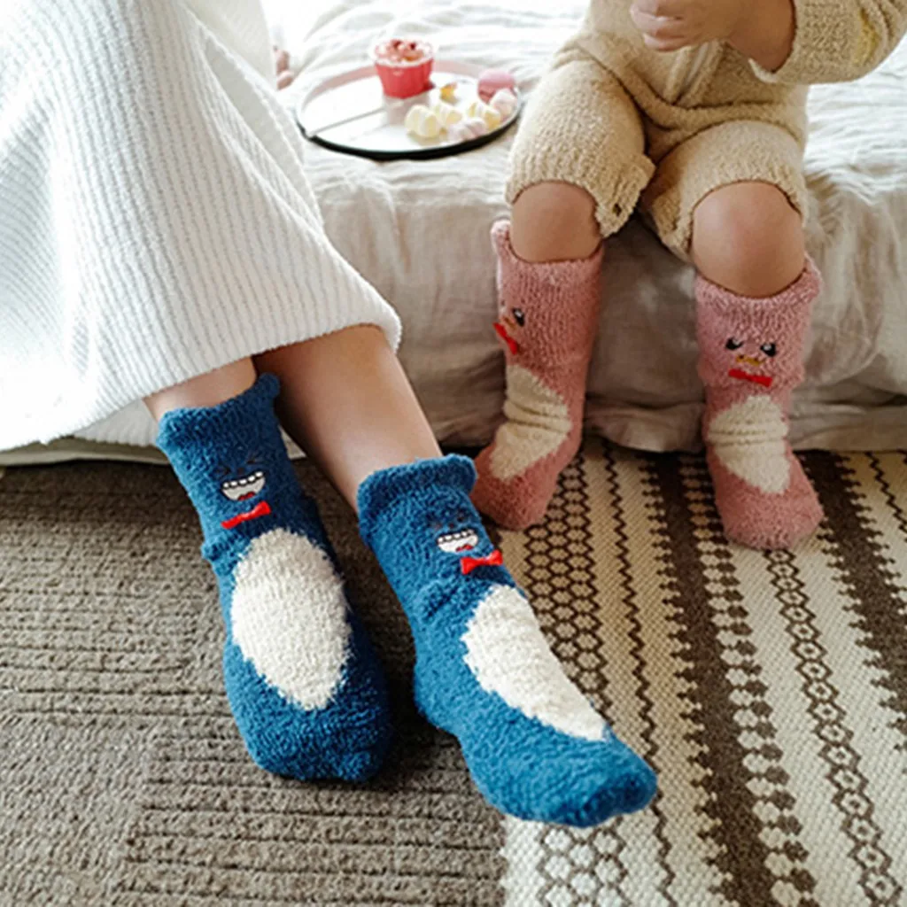 Женские хлопковые носки LNCDIS зимние теплые средней длины с забавным милым котиком