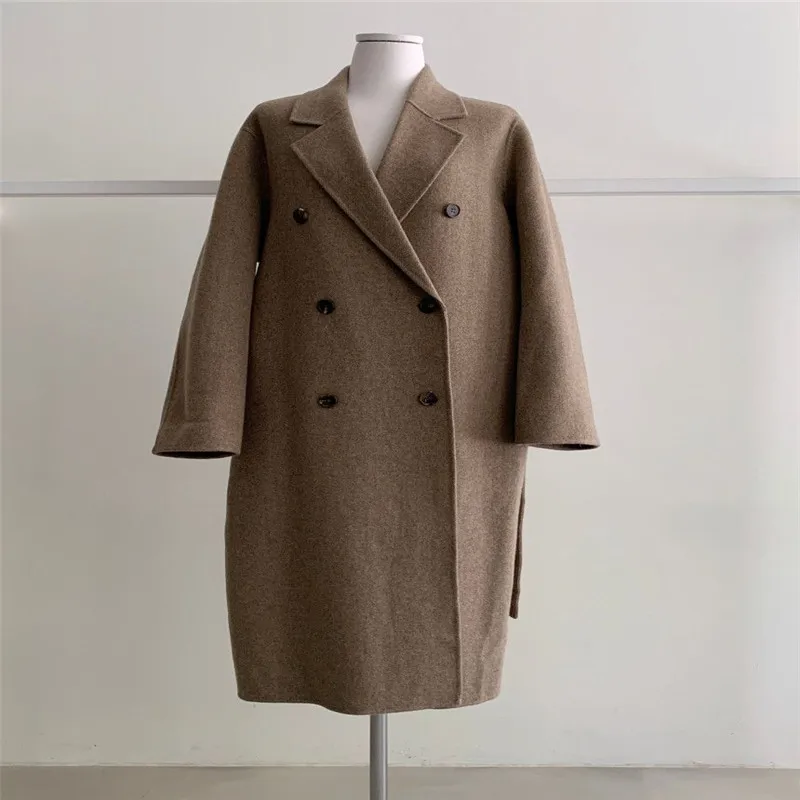 

Chic Korean Delicate Wide-waisted X-long Coat New Winter Thick Soft Comfort Coat All-match Simple Solid Termperament Coat 2020