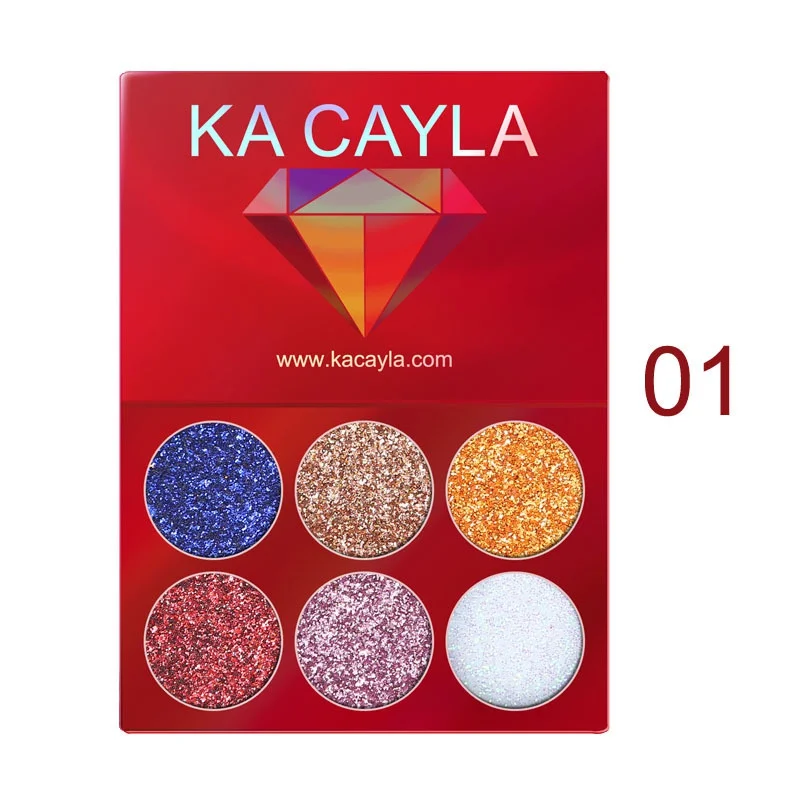 6 Colors Glitter Eyeshadow Makeup Pallete Matte Eye shadow Palette Shimmer and Shine Diamond Powder Pigment Cosmetics |