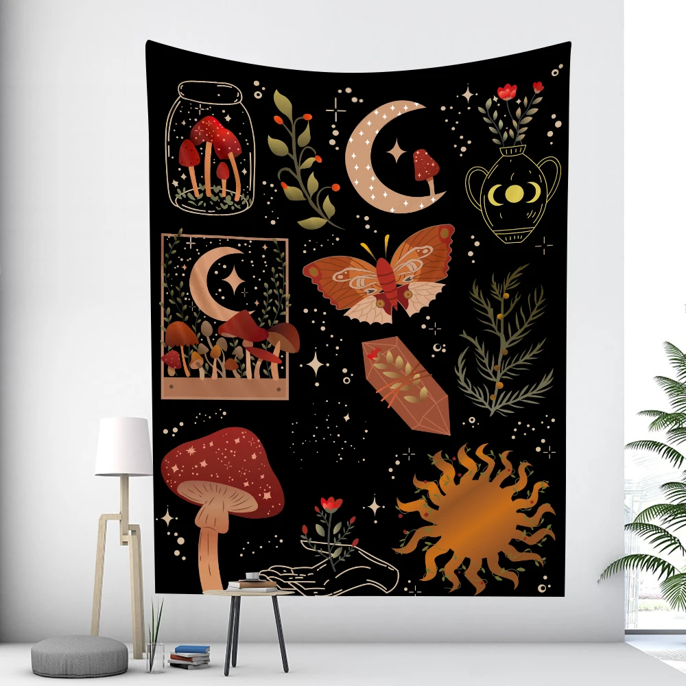 

Mushroom tarot card home decoration tapestry hippie bohemian decoration psychedelic scene wall hanging bedroom wall decoration