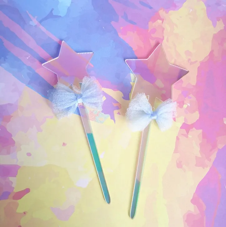 2 шт кавайные Милые Акриловые топперы в форме сердца звезды для кексов украшения