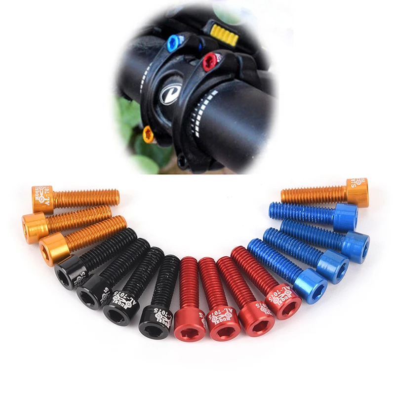 

4Pcs aluminum alloy Bicycle handlebar Stem Screw Aluminum alloy M5*17MM Mountain bike road bike fixed gear Handlebar stem Screw