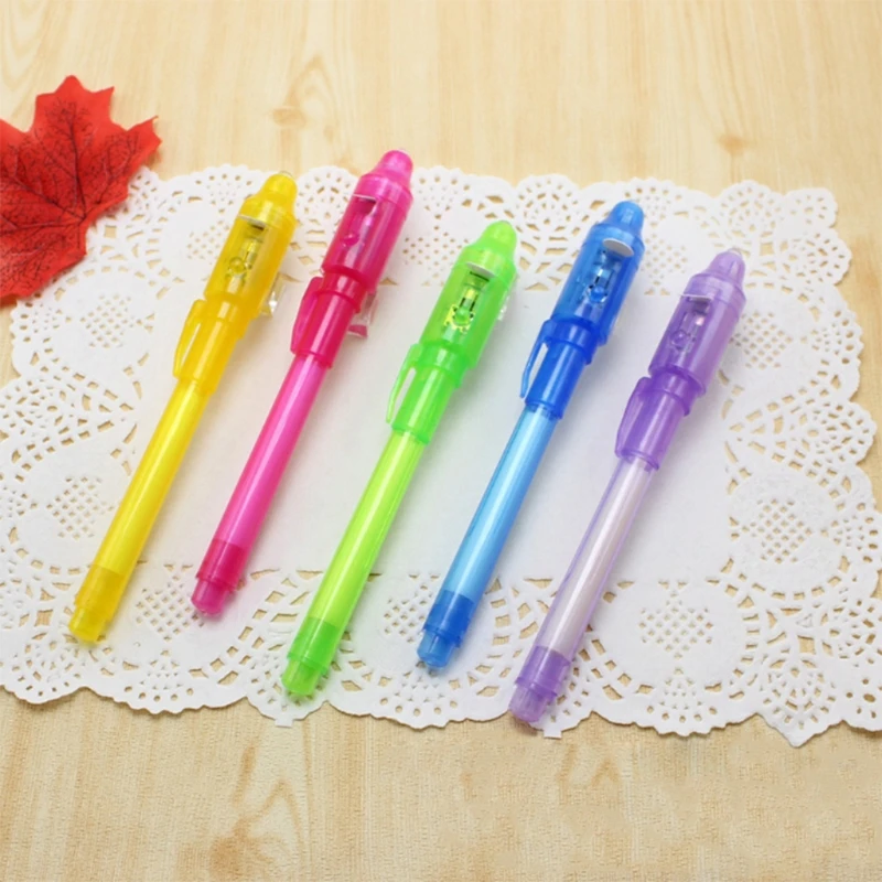 4Pcs/set Invisible Ink Pen Built in UV Light Magic Marker For Pen Safety To Use