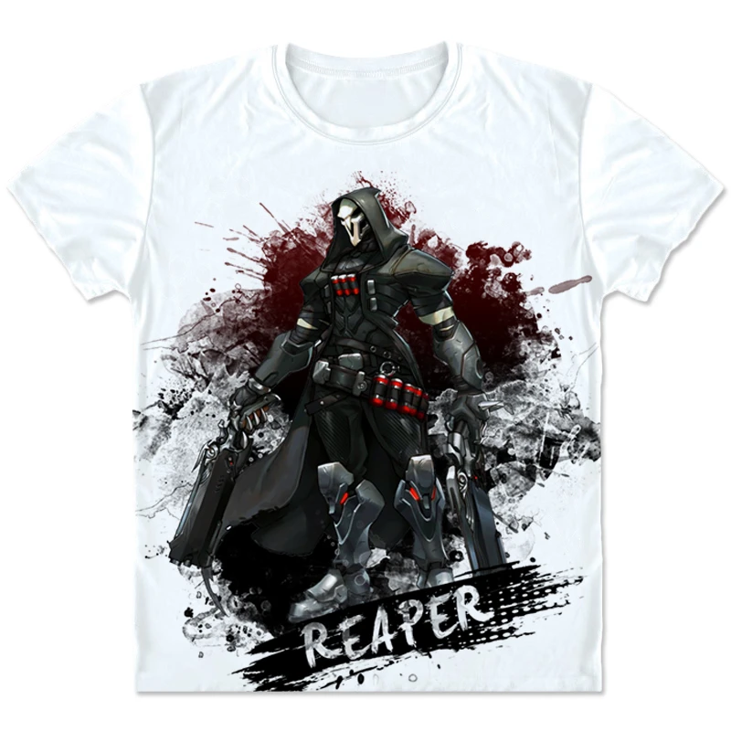 Новое поступление Мужская футболка для игры OW Genji Reaper трассировочная с круглым