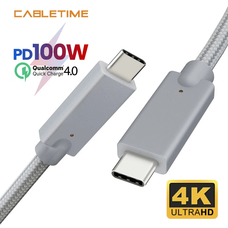 Кабель CABLETIME Type C 3 1 с USB на кабель для быстрой зарядки Gen2 А яркость/10 Гбит/с PD