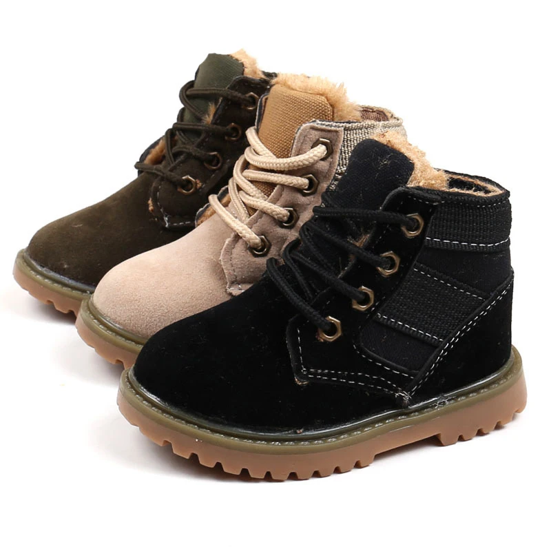 

2021 Toddler Baby Shoes Kids Desert Boots Girls Boy Martin Boots With Fur Plush Kids Mid-Calf Army Boot Baby Autumn Winter Shoes