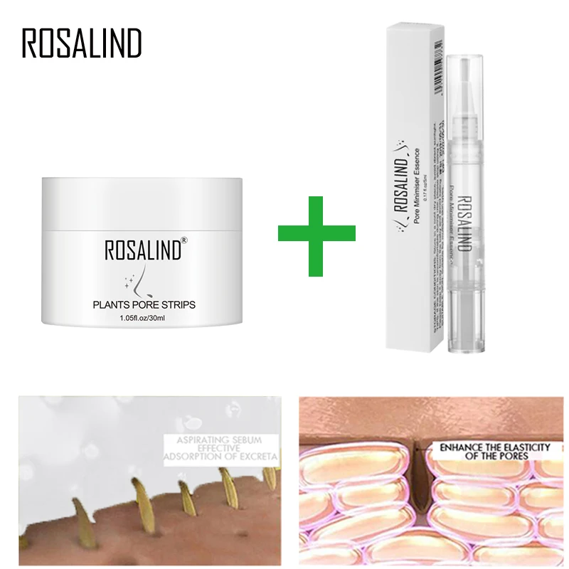 ROSALIND Face Masks Set Face Serum Facial From Black Dots Remove Deep Cleaning Blackhead Nose Strip Peeling Shrinking Nose Pores