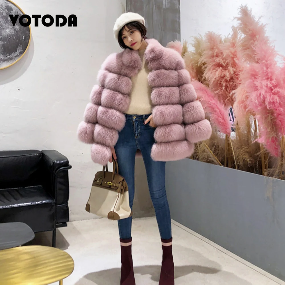 Winter Luxury Fur Coat For Women High Quality Fluffy Faux Fox Fur Coat Thick Warm Furry Outerwear Female Sexy Fashion Fur Jacket