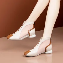Women's Shoes Ankle Strap Sandals Boots 2021 Summer Mid-heel Zipper Soft Leather Women's Shoes Solid Color Casual Women's Shoes (3)