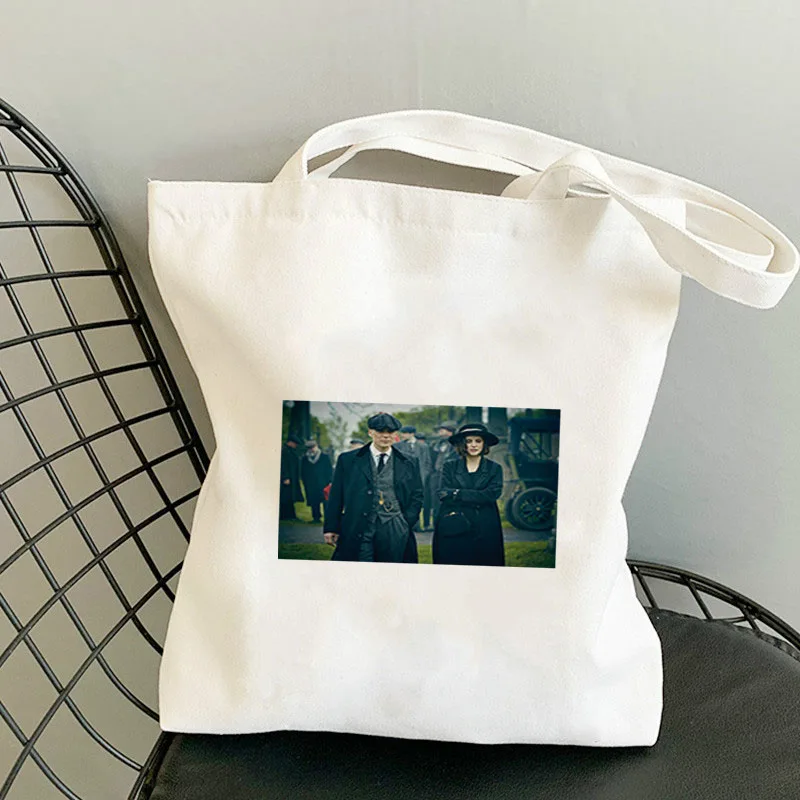 

Peaky Blinders Shopping Bags Tote Bag Canvas Cloth for Women Designer Handbags Shopper Women's Custom Customizable Printed Big