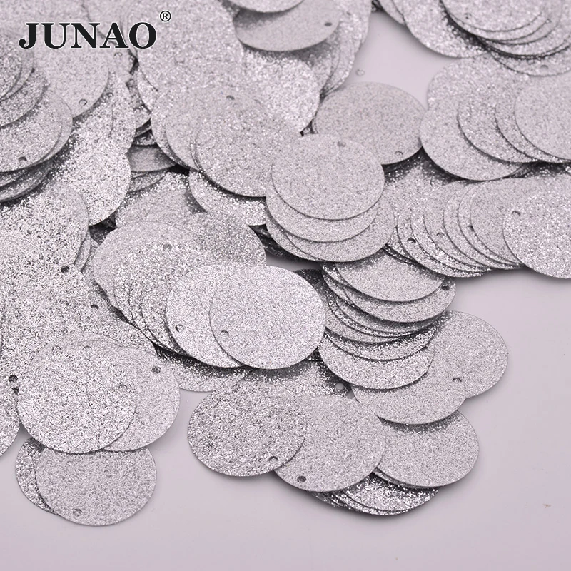 

JUNAO 20g 18mm Glitter Gold Silver Sewing Round Shape Sequins Large Sew On Flat Paillettes for Garment Accessory Home Decoration