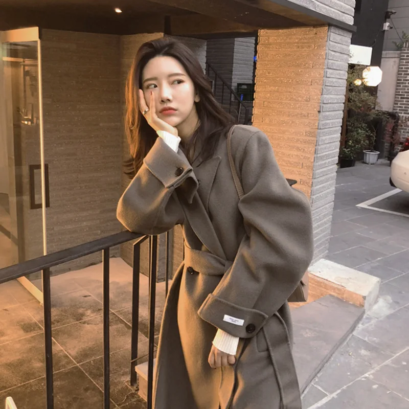 

Женское длинное теплое пальто Yocalor, корейское шерстяное пальто с хлопковой подкладкой для отдыха на осень и зиму, 2020