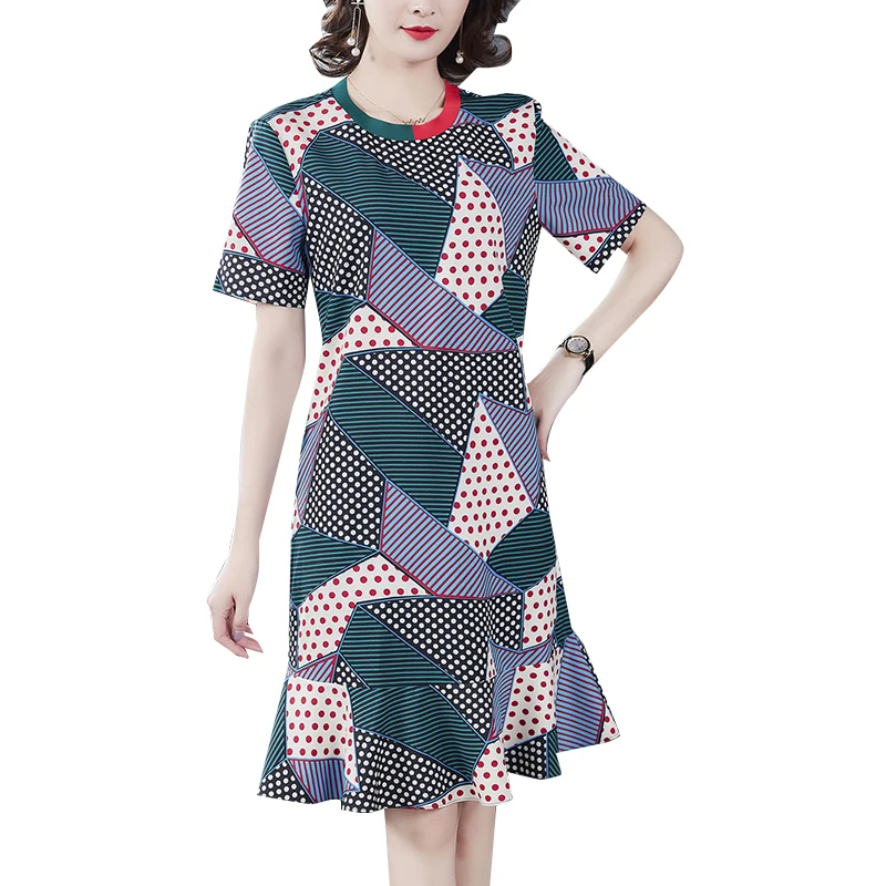 

COIGARSAM 3XL Plus Size Print Women Long dress New Summer Loose High Waist Dresses Design And Color 8938