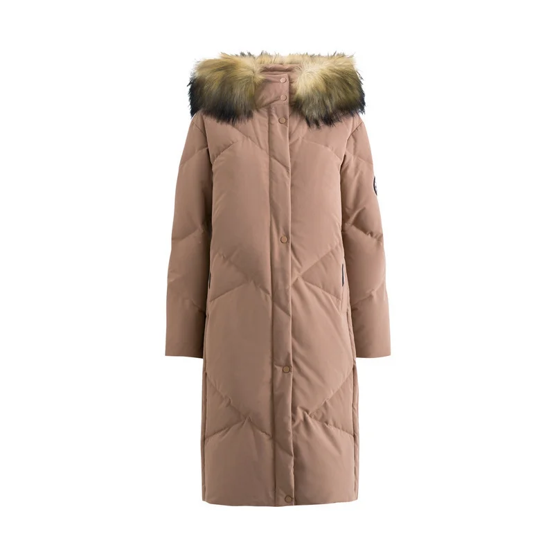 Brown INMAN Winter New Arrival Embroidery Hooded Solid Warm Women Long Down Coat - Цвет: Brown