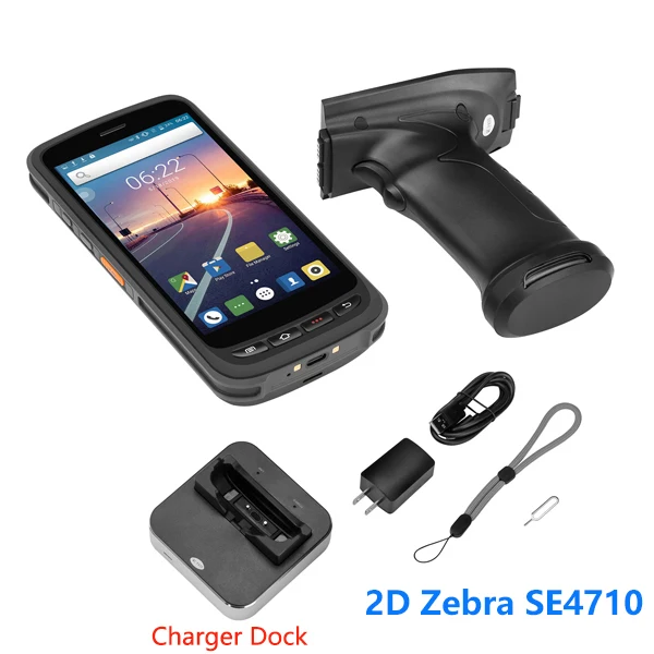 2D with charger Dock КПК ручной Android POS терминал сканер штрих-кода 2D NFC 4G WiFi считыватель штрих-кодов 8000 мАч батарея Zebra SE4710 сборщик данных - Цвет: 2D with charger Dock