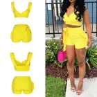 Женский летний комплект для йоги из двух предметов, спортивный укороченный топ для фитнеса, шорты с высокой талией, одежда для спортзала, повседневный костюм с оборками и бантом