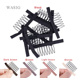 Прочные гребни для парика, стальные зажимы для волос, 7 зубьев, из полиэстера, 24 шт.Лот, 5 цветов