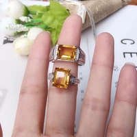 attractive women ring yellow citrine ring valentine ring 925 sterling silver square shape good color women party birthday gift