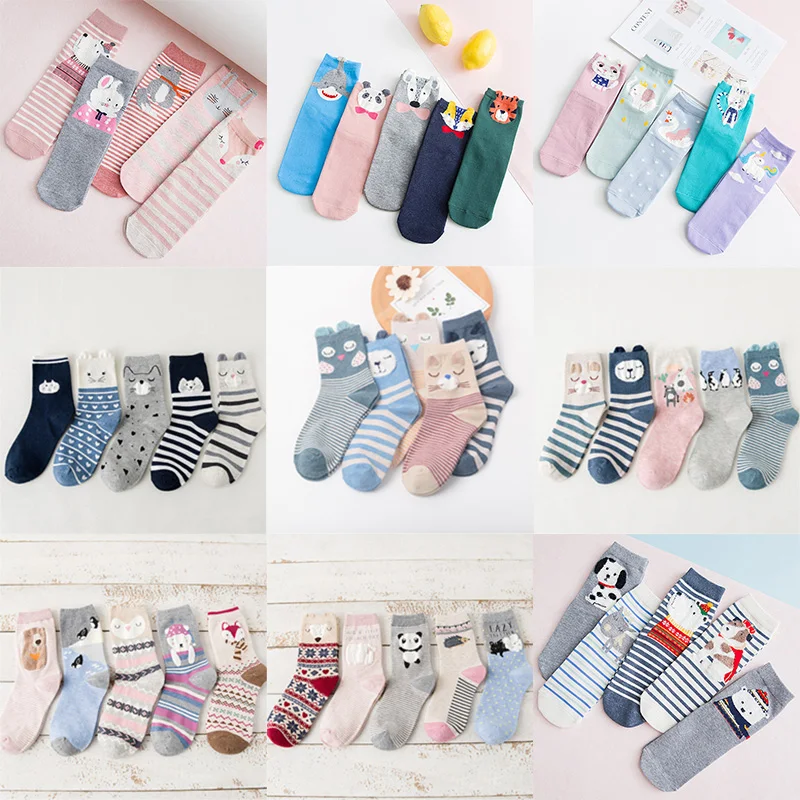 10 шт. милые женские носки с объемными ушками из мультфильма Ежик/Лиса лес