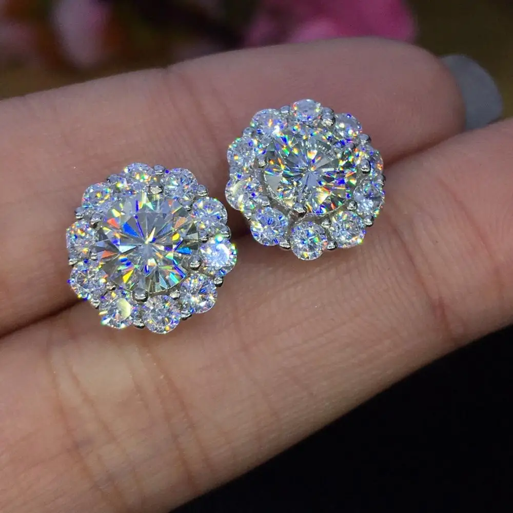 Серьги из серебра 925 пробы всего 2.00ct модные высококачественные серебряные серьги
