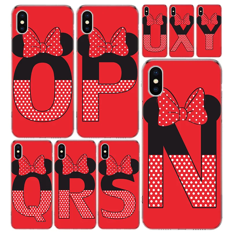 

Speckle Bow 26 Letters Cartoon Phone Case Cover For iPhone 13 11 Pro 12 Mini 7 8 6 6S Plus + XR X XS MAX SE 5 5S Art Customized