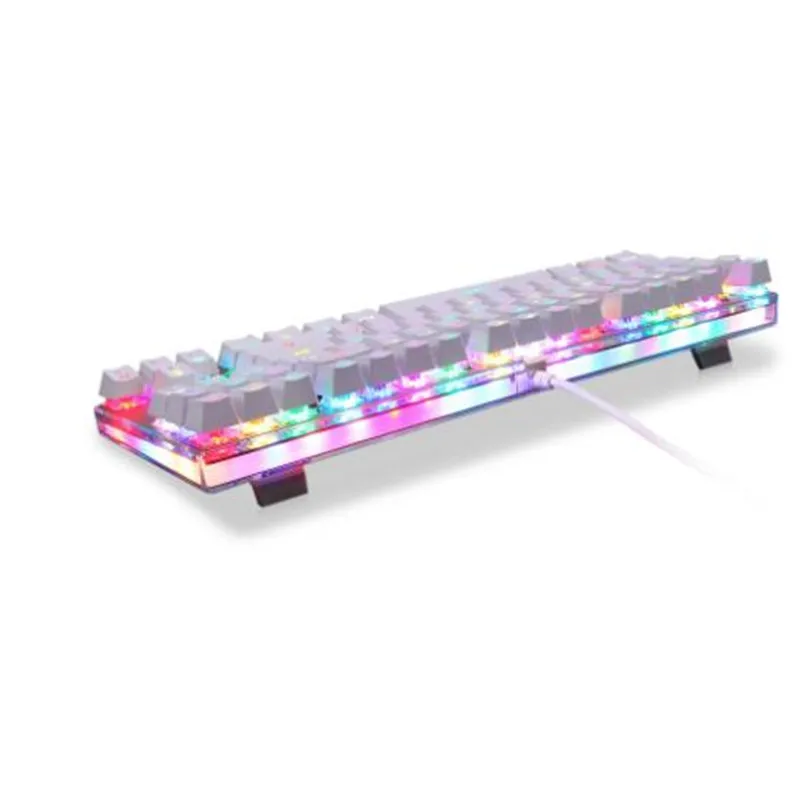 Motospeed K87S ABS USB2.0 Проводная Механическая клавиатура с RGB подсветкой синий переключатель для компьютерных игр и связывания белый 1,8 mCable