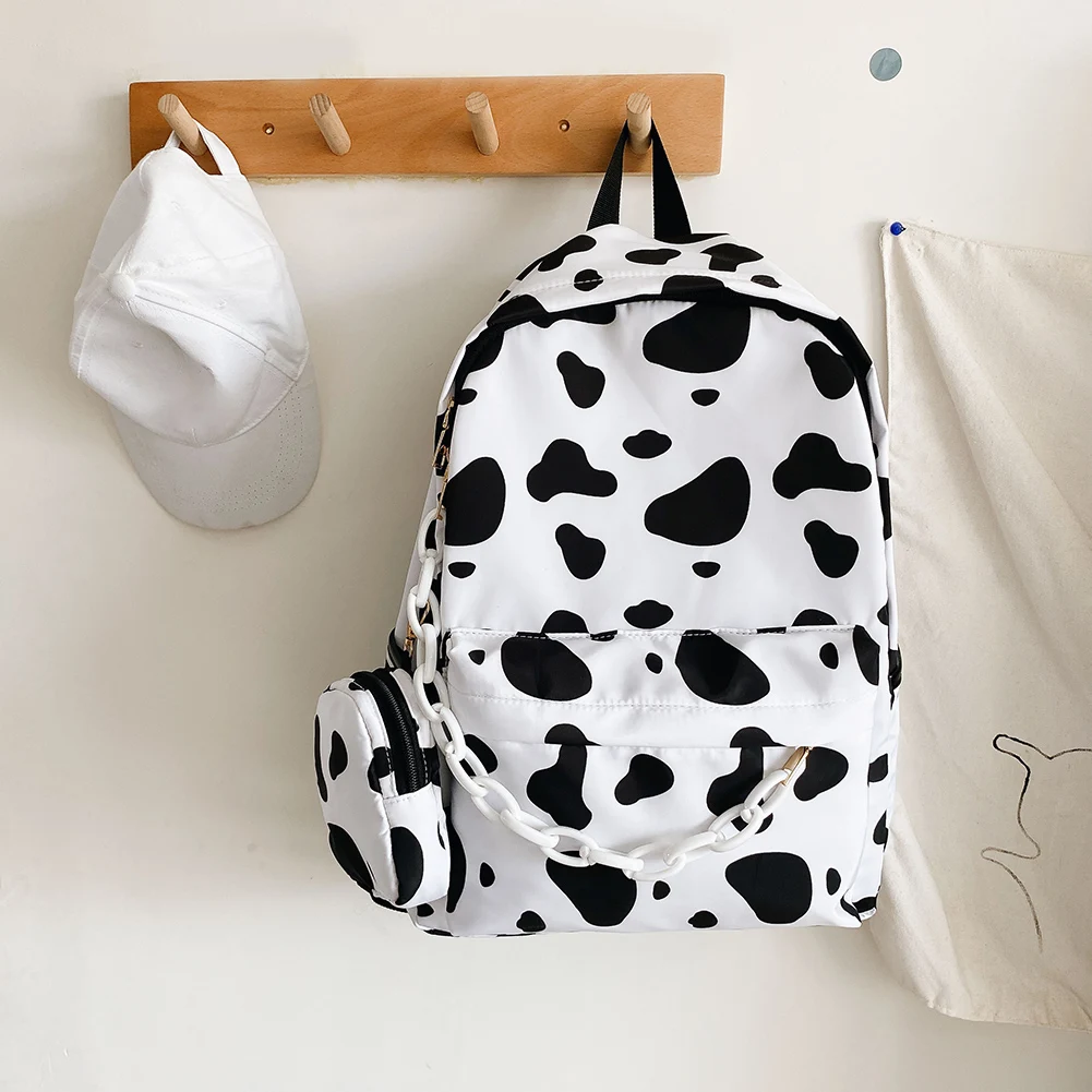 

Casual Nylon Shoulder School Bags Cow Letter Print Women Girls Travel Backpacks Vintage Bags for Women Birthday Gifts