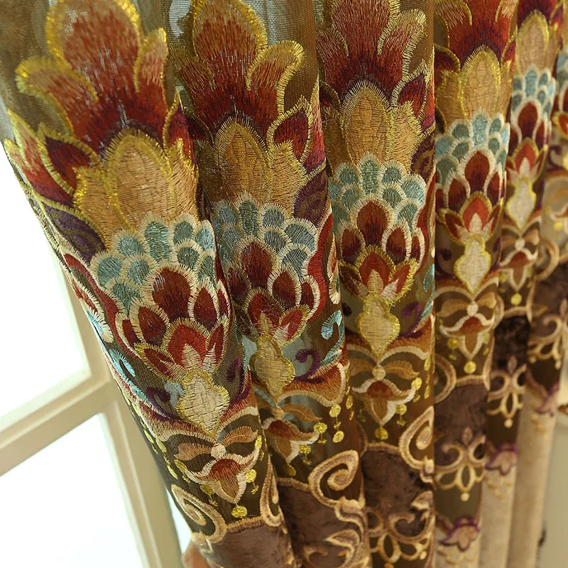 

Direct Selling Thick European-style Water-soluble Embroidered Curtains Luxury Custom Hollow Curtains for Living Room Bedroom
