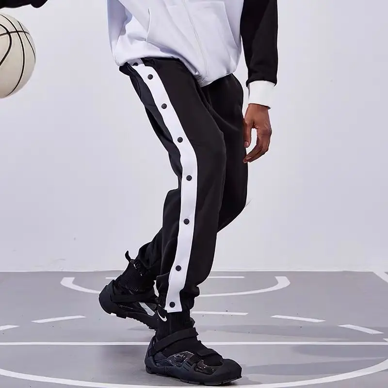 

Fully Open Buttoned Foot-breasted Pants Side Row Basketball Pants Buttoned Pants Sports Pants Trousers Training Uniforms Men