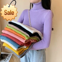 womens sweaters autumn winter turtleneck long sleeve casual knitted jumper fashion slim elasticity pullover sweater female 2021