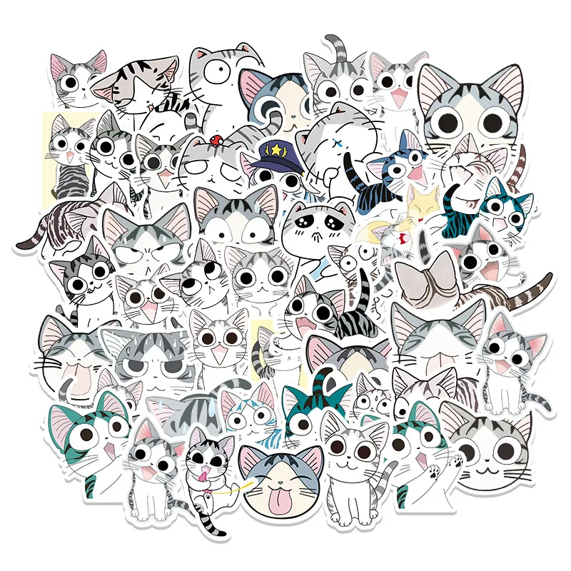 

10/30/53pcs Kawaii Cartoon Private Cat Stickers Family Pet Creative Cheese Gift Window Wall Water Cup Trolley Popular Pencil
