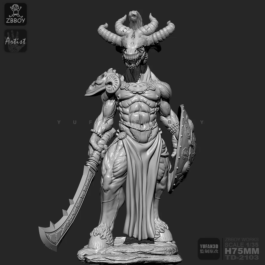 

1/24 Resin Kits Horse-faced beast resin model self-assembled TD-2103