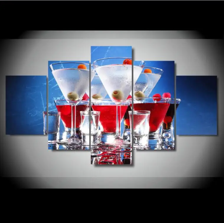 

Modular Canvas Art Posters 5 Pieces Drinks Prints Painting Wall Framework Pictures For Living Room Home Landscape Creative Decor