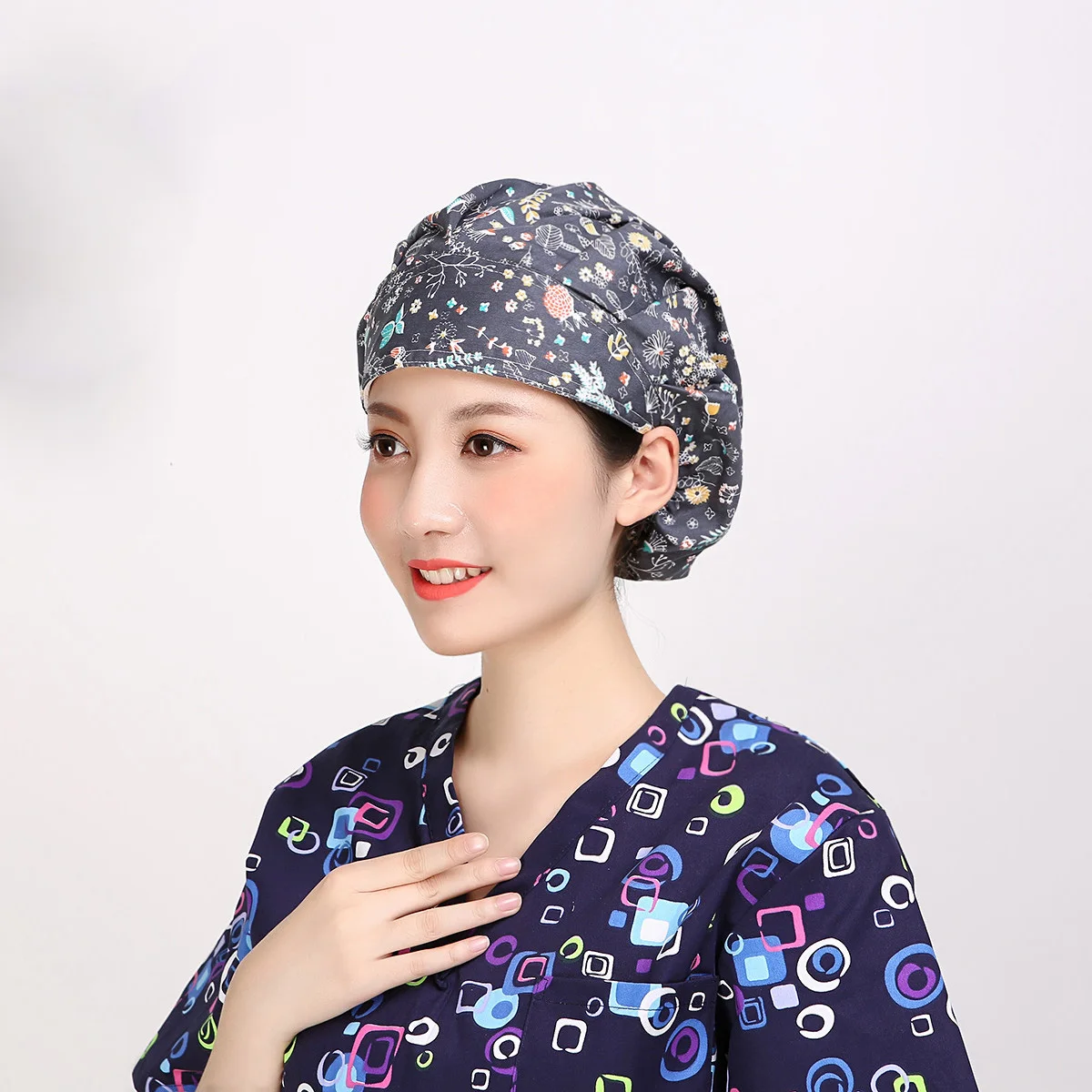 New Lab dust caps women scrubs printing hats for long hair pet grooming caps scrubs women spa beauty salon working hat wholesale