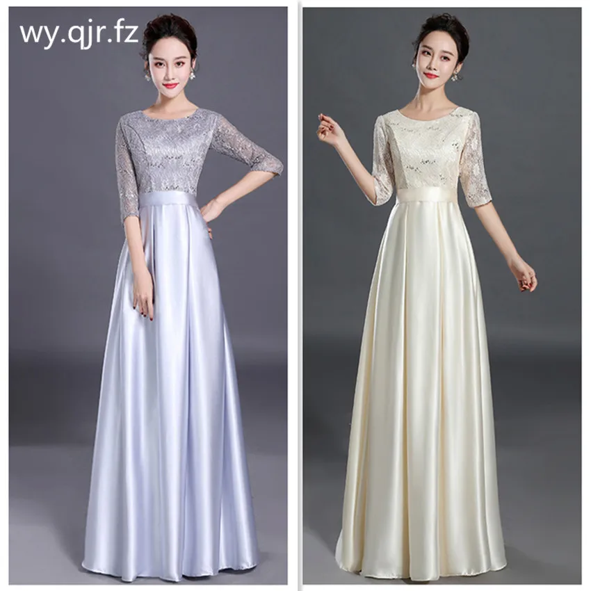 HJZY 90 # платья подружек невесты длинные серо синие и красные для женщин ведущих