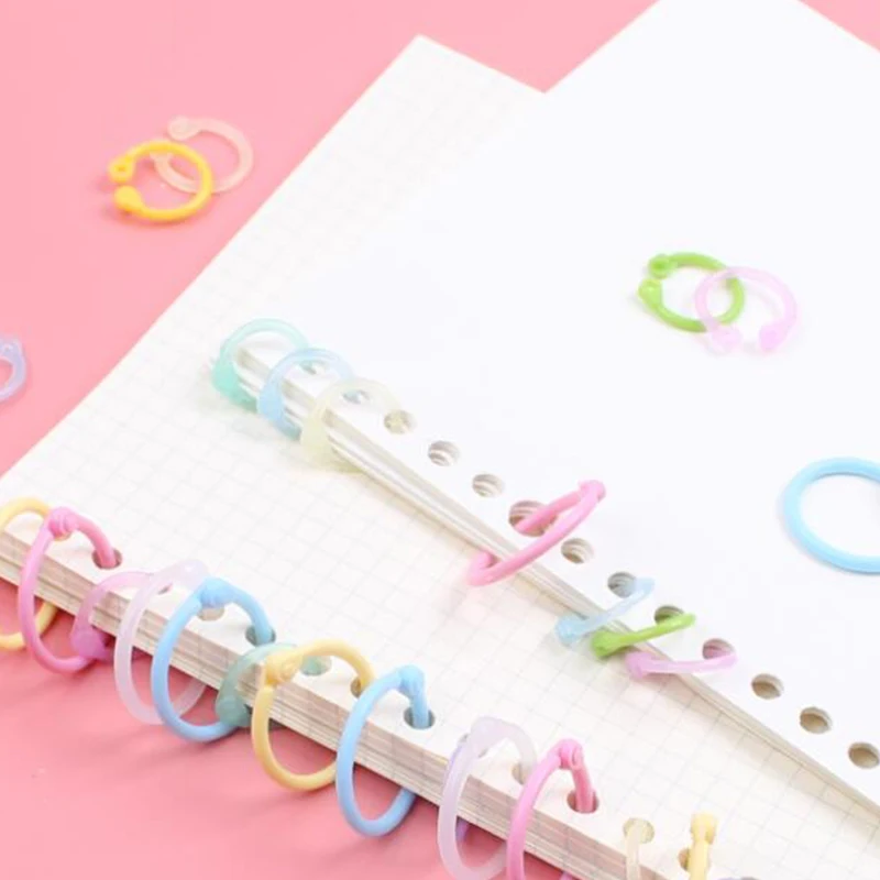

1 Box 30 Pcs Creative Plastic Multi-Function Circle Ring Office Binding Supplies Albums Loose-Leaf Colorful Book Binder Hoops
